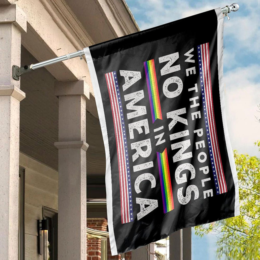 We The People No Kings In America Flag | Rainbow Pride Patriotism Decor | UV-Resistant Polyester | Indoor Outdoor Home Garden Gift