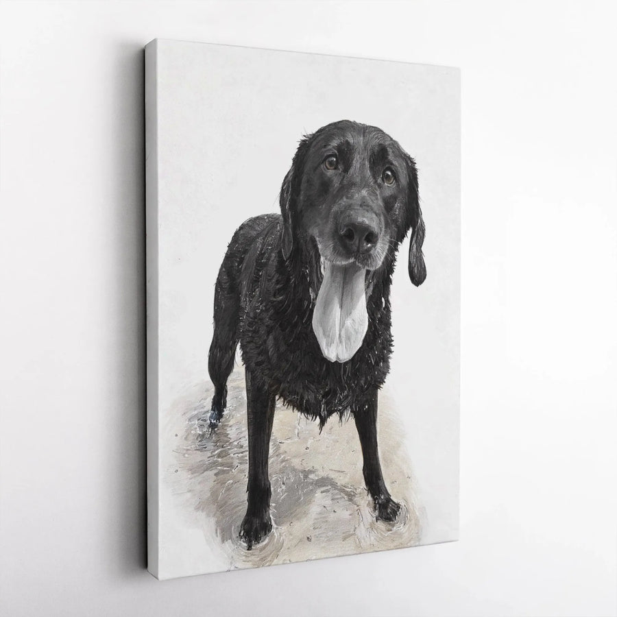 Black Labrador Retriever Wall Art | Wet Dog Portrait Print | 1.25 Inch Gallery Wrap Canvas | Premium Pet Lover Home Decor Gift