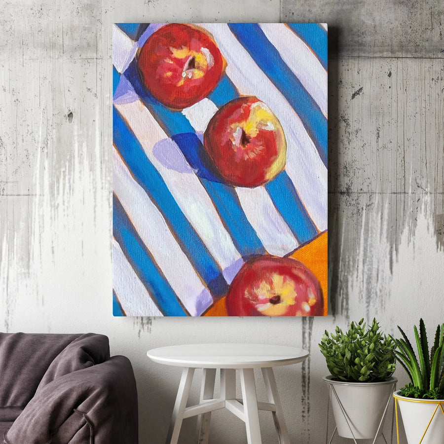 Apple Painting Canvas Wall Art | Modern Still Life Fruit Painting | Thick Gallery Wrap Canvas | Kitchen & Dining Room Decor Gift