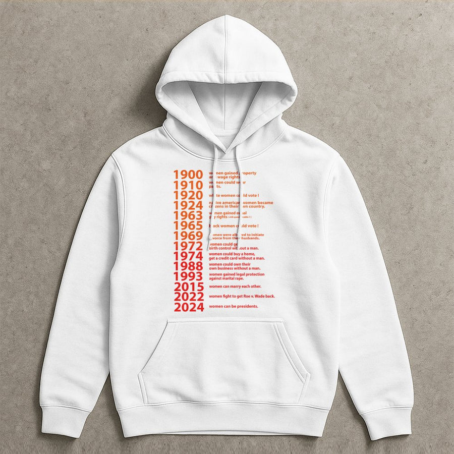 Feminist Rights Timeline Hoodie | Women's History Educational Graphic | Premium Cotton Blend | Empowering Equality Gift for Activists