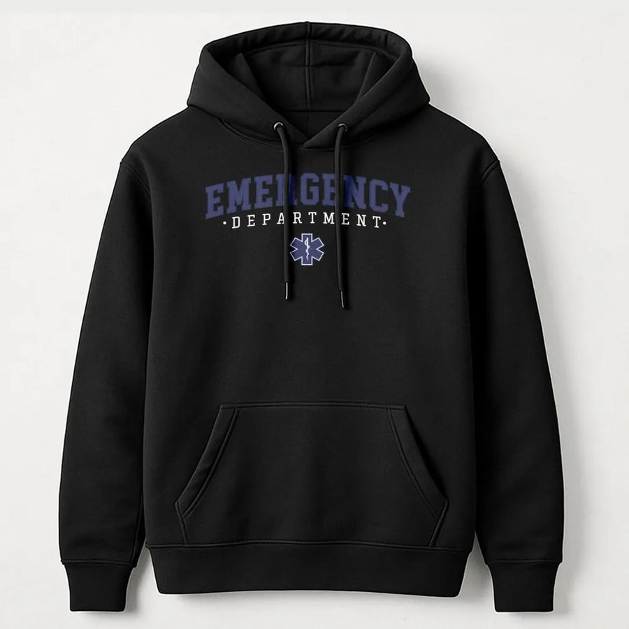 Emergency Department Hoodie | ER Nurse Medical Star of Life Design | Premium Cotton Blend Pullover | Gift for Doctor Healthcare Worker