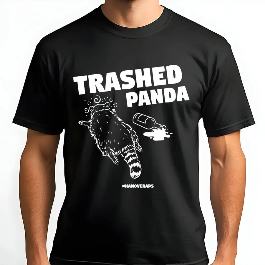 Trashed Panda T-Shirt | Funny Drunk Raccoon Graphic Tee | Premium 100% Cotton Soft Shirt | Perfect Gift for Animal Lovers and Party Enthusiasts