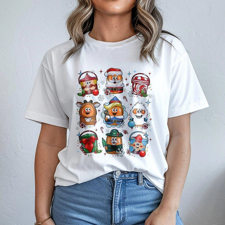 Christmas Chicken Nugget Shirt | Funny Festive Cartoon Food Graphic | 100% Soft Cotton Tee | Cute Holiday Gift for Foodies and Kids