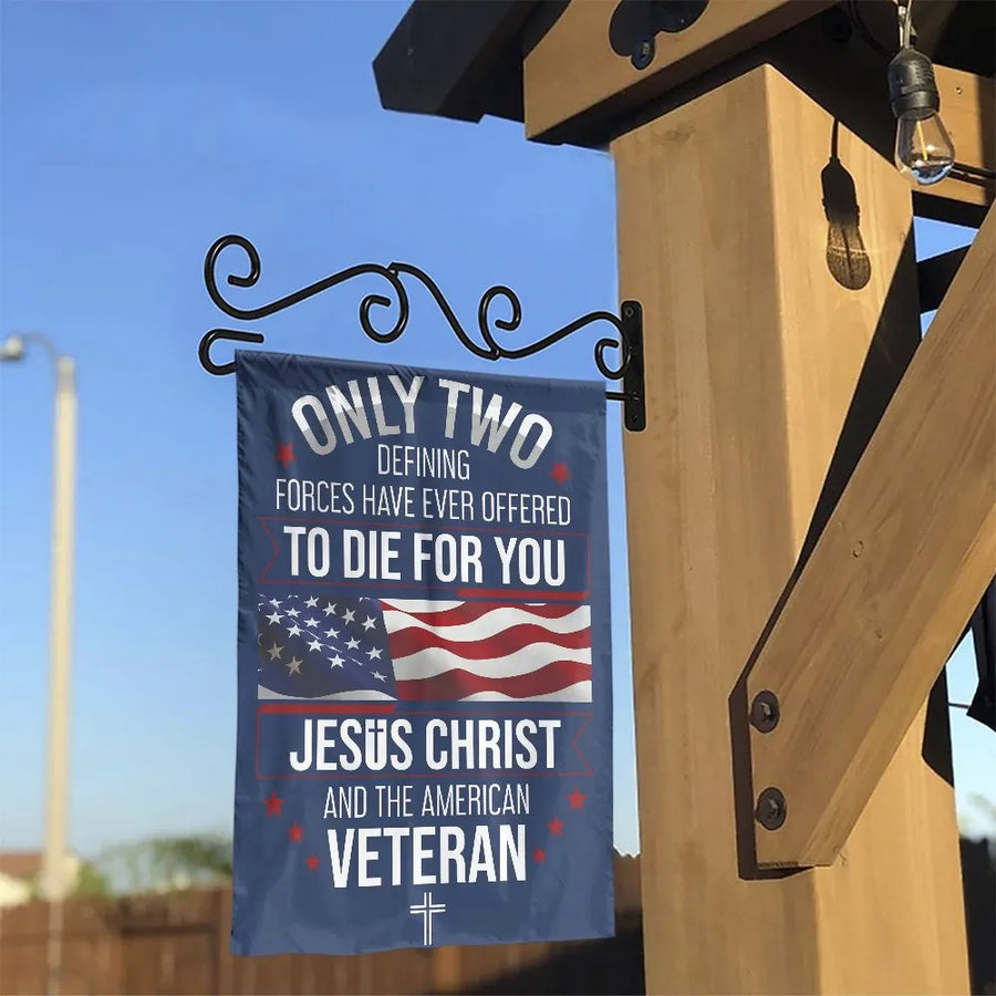 Veteran Christian Garden Flag | Patriotic American Flag Design | Weather Resistant Polyester | Military Family Home Decor Gift