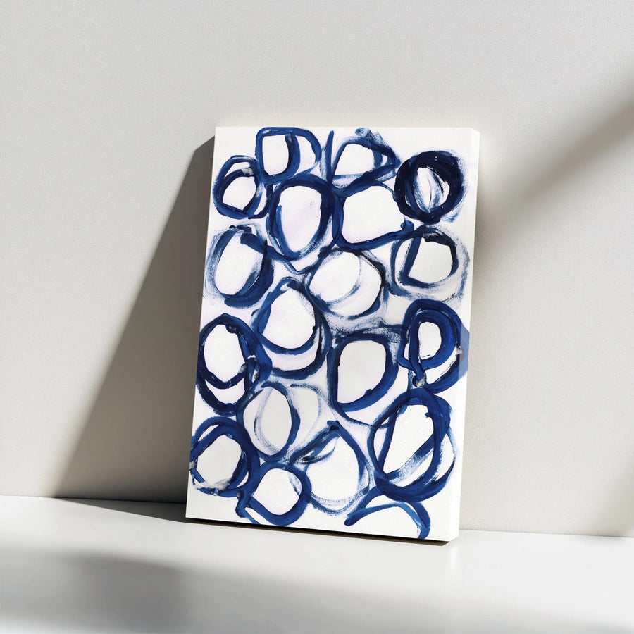 Abstract Blue Loops Canvas Art | Modern Indigo Brushstroke Design | Premium 1.25" Gallery Wrap Canvas | Minimalist Wall Decor Gift for Home or Office