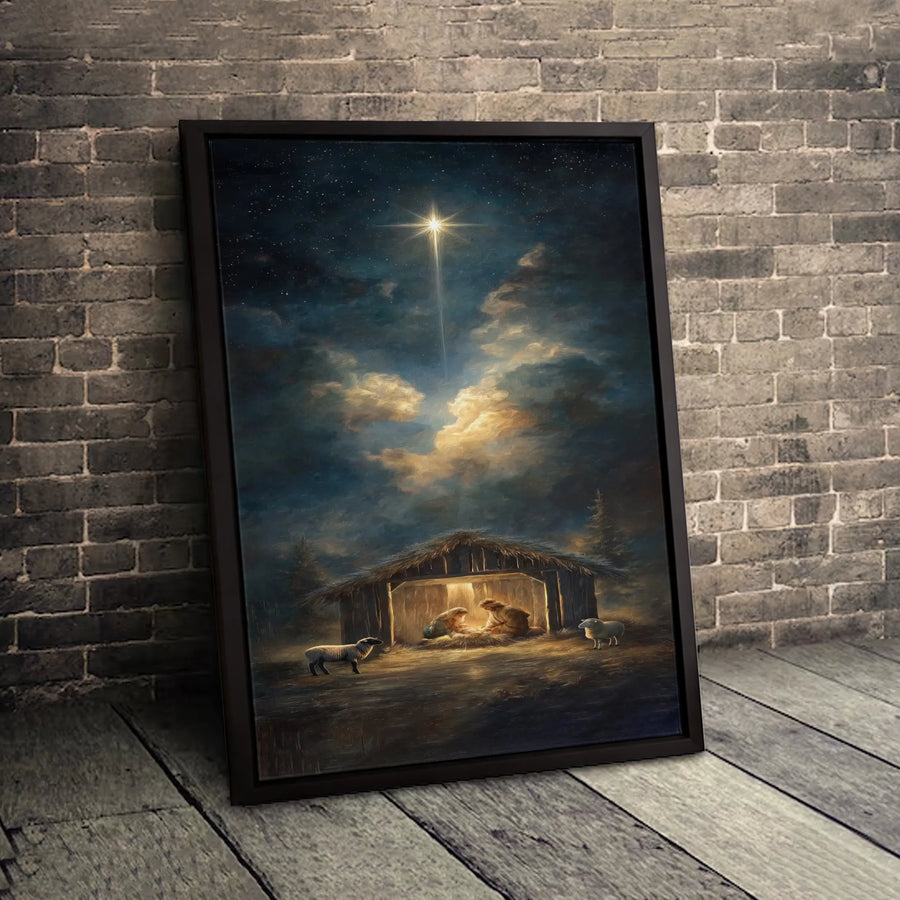 Nativity Scene Canvas Print | Silent Night Bethlehem Star Art | Premium Gallery Wrapped Decor | Religious Christmas Home Gift