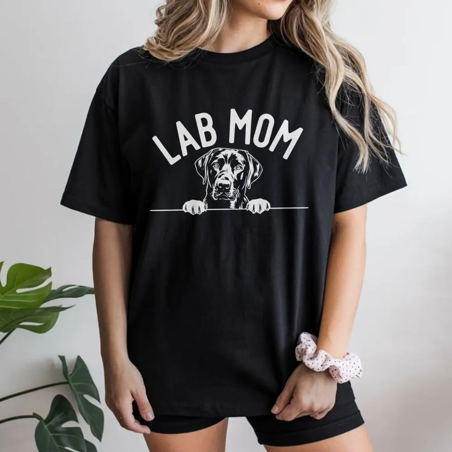Lab Mom T-Shirt | Cute Labrador Retriever Graphic Tee | Premium 100% Cotton | Funny Dog Lover Gift For Women