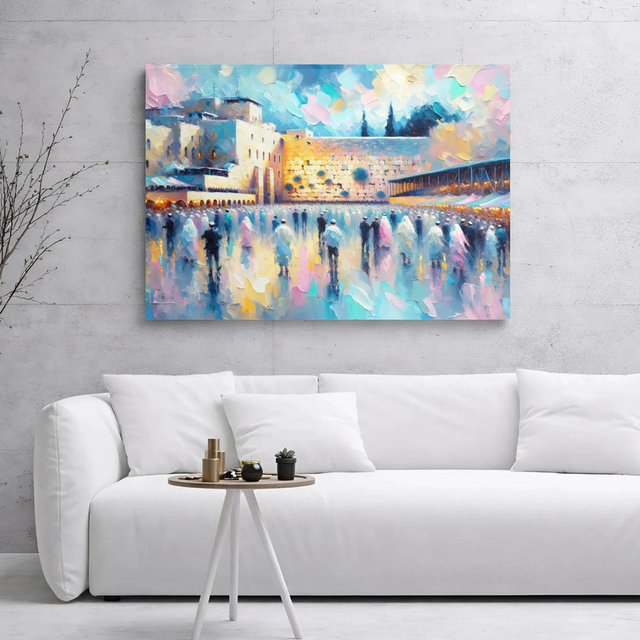 Western Wall Canvas Art | Abstract Impressionist Jerusalem Kotel Painting | Premium Gallery Wrapped Wall Decor | Jewish Home Interior Gift