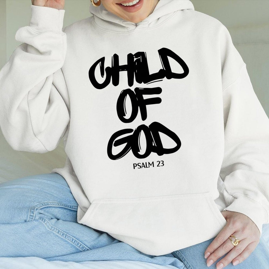 Child Of God Hoodie | Religious Psalm 23 Graffiti Design | Premium Cotton Blend | Christian Faith Apparel Gift For Men And Women