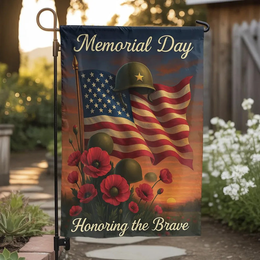 Memorial Day Garden Flag | Honoring the Brave Patriotic Design | Premium Double-Sided Polyester | Outdoor Yard Decor for Military Families & Veterans