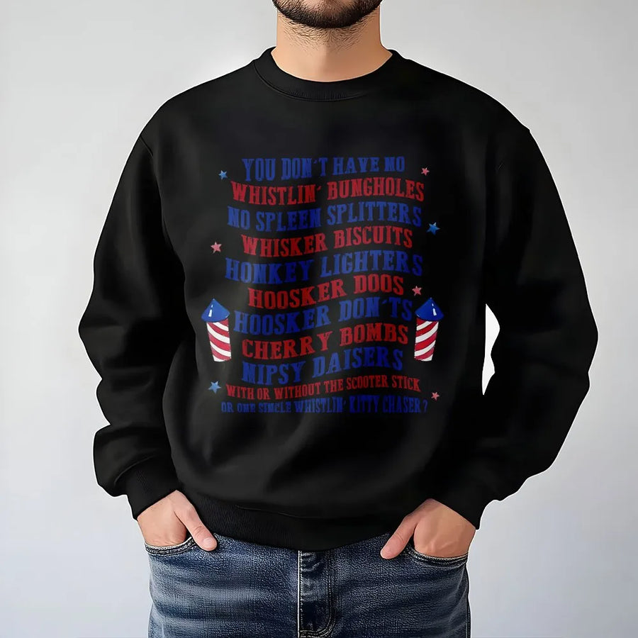 American Flag Fireworks Sweatshirt | Patriotic Retro Graphic Print | Cotton Blend Comfort | Unisex Independence Day Gift