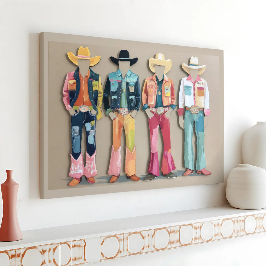 Colorful Western Cowboy Canvas Art | Modern Abstract Rodeo Print | Premium Gallery Wrapped 1.25" Frame | Southwestern Decor for Home or Office