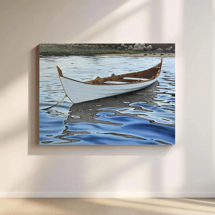 Rowing Dory Canvas Wall Art | Serene Coastal Seascape Print | Premium 1.25" Gallery Wrap Canvas | Nautical Decor Gift for Living Room