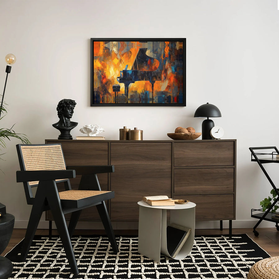 Abstract Grand Piano Canvas Wall Art | Colorful Music Room Decor | Gallery Quality Premium Print | Musician Gift For Home & Office