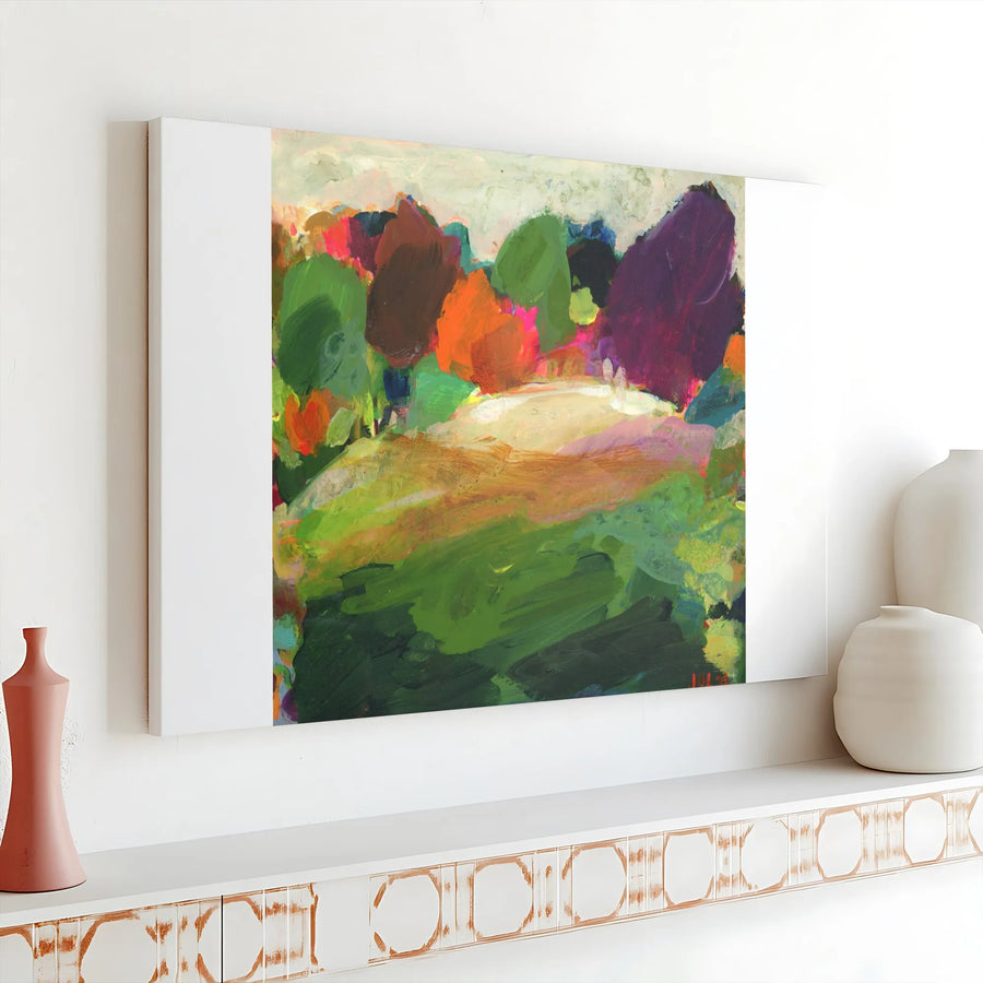 Abstract Landscape Canvas Wall Art | Colorful Expressionist Forest Print | Premium Gallery Wrapped Canvas | Modern Living Room Decor Gift