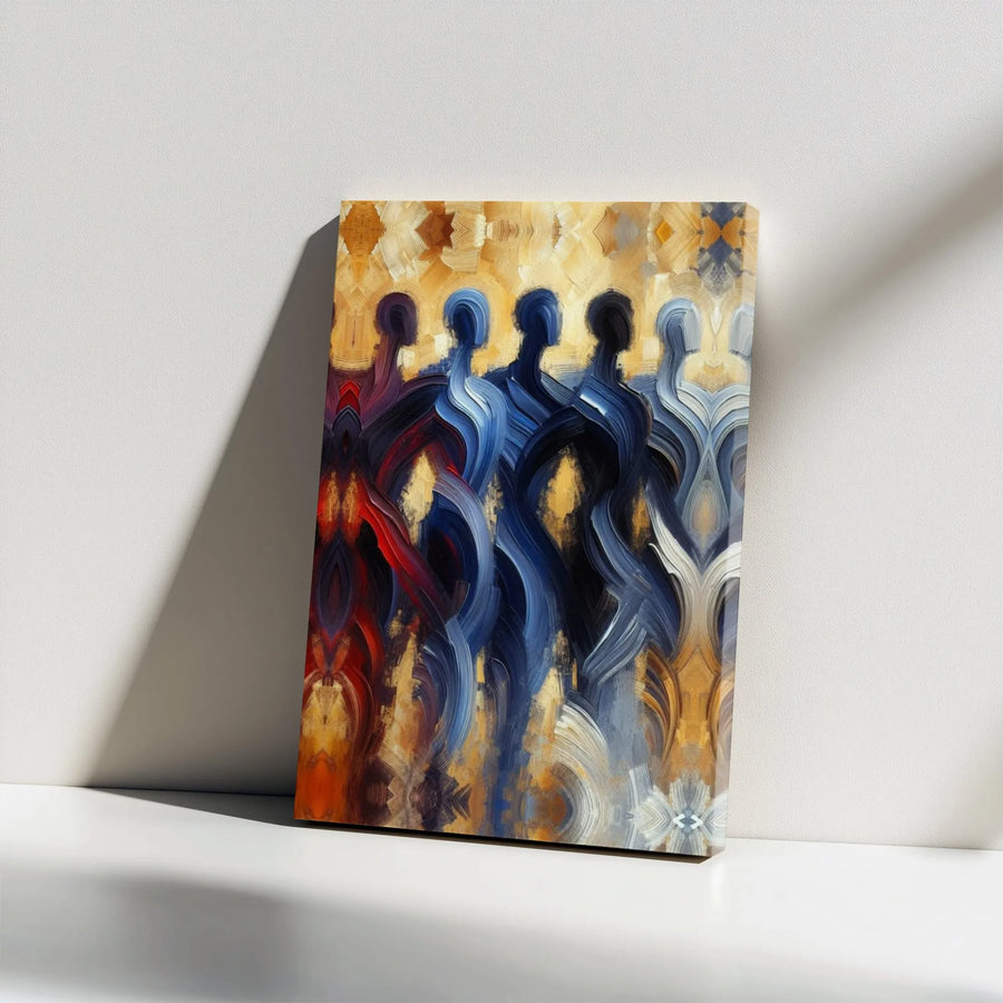 Abstract Human Figures Canvas Wall Art | Textured Expressionist Painting Print | Premium Gallery Wrapped Canvas | Modern Office & Living Room Decor