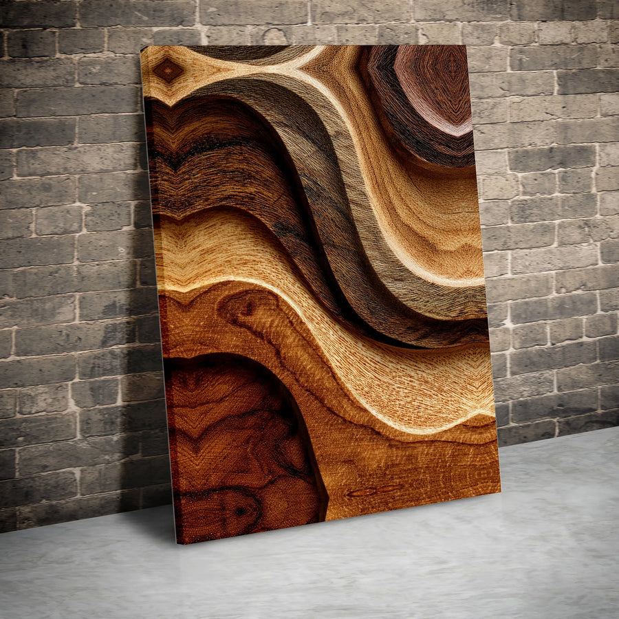 Abstract Wood Grain Canvas Wall Art | Wavy Texture Organic Design | Premium Fade-Resistant Gallery Wrap | Modern Home Office Decor