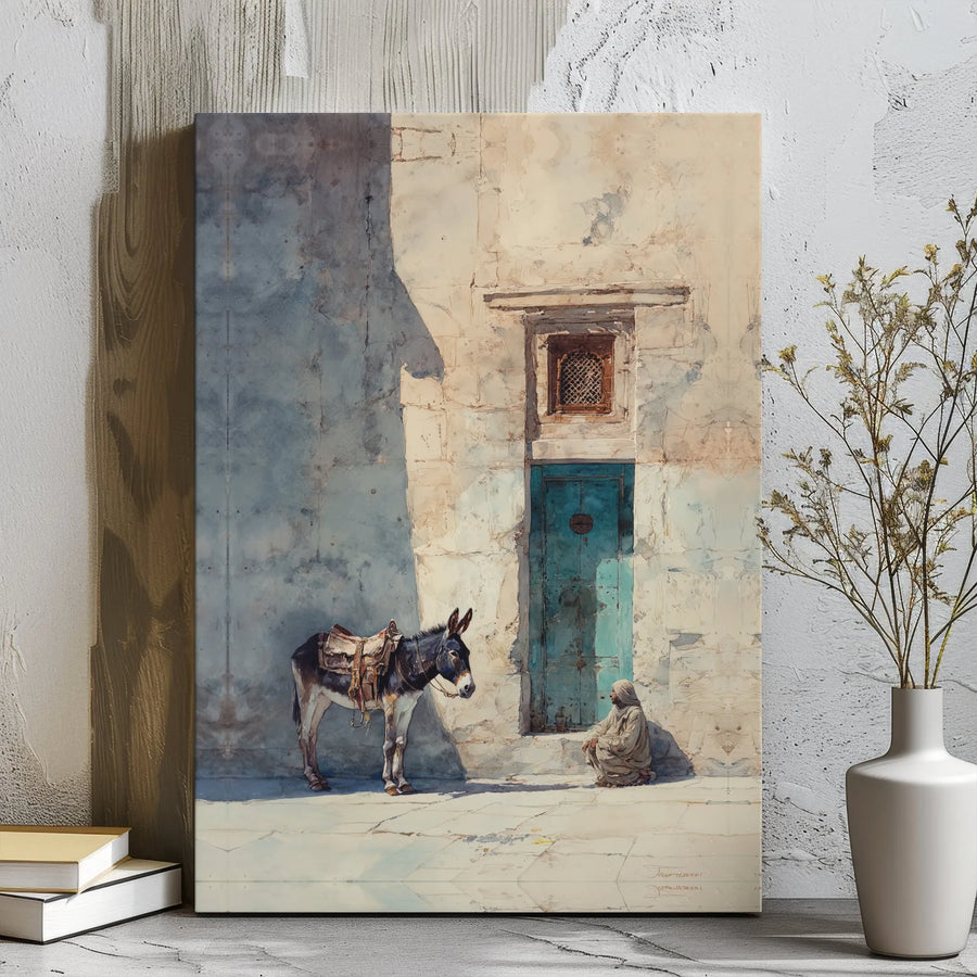 John Singer Sargent Canvas Print | Bedouin with Donkey and Turquoise Door Art | Premium Gallery Wrap Wall Decor | Classic Impressionist Fine Art Gift