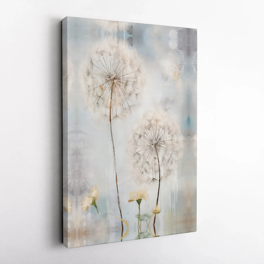 Dandelion Canvas Wall Art | Soft Watercolor Floral Botanical Print | Premium 1.25 Inch Gallery Wrap | Modern Home Decor Gift