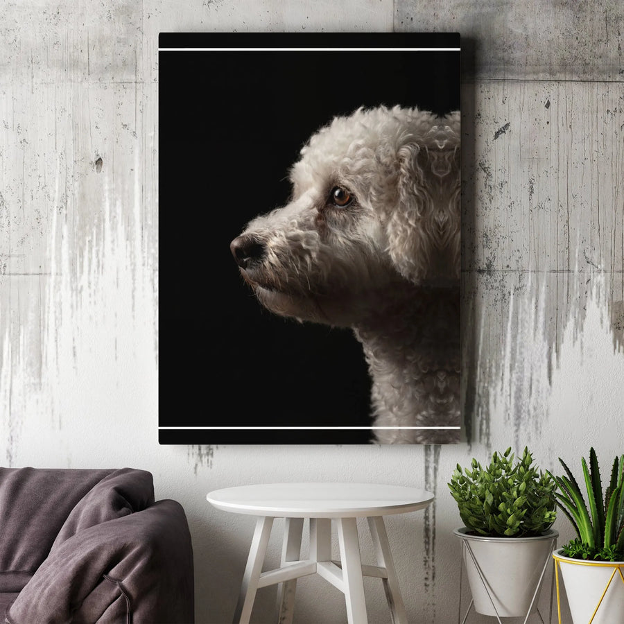 Poodle Portrait Canvas Wall Art | Dramatic Dog Photography Print | Premium Gallery Wrapped Canvas | Unique Gift for Pet Lover