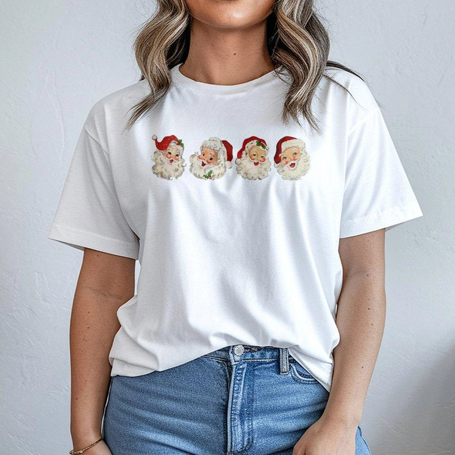 Vintage Santa Claus T-Shirt | Retro Festive Faces Graphic Tee | Premium 100% Cotton Apparel | Unisex Christmas Gift for Holiday Lovers
