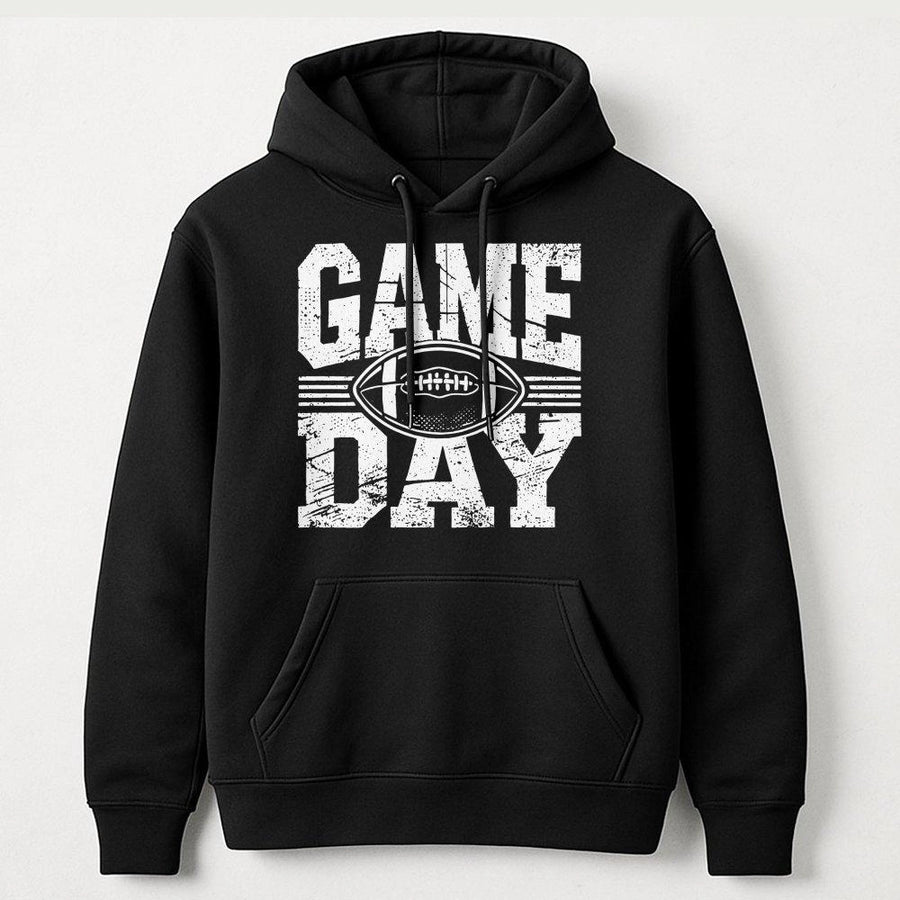 Game Day Football Hoodie | Distressed Graphic Print | Premium Cotton-Poly Blend | Perfect Gift for Football Mom & Fan