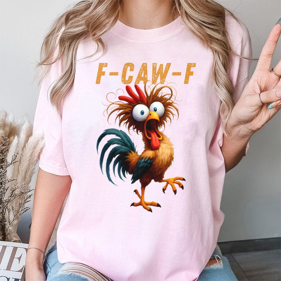 F-Caw-F Funny Chicken T-Shirt | Quirky Rooster Graphic Tee | 100% Cotton Premium Quality | Humorous Farm Animal Gift for Him or Her