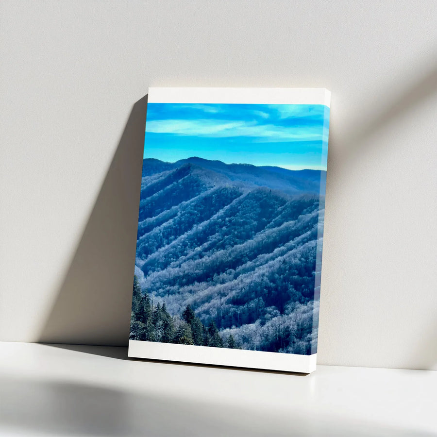 Winter Mountain Canvas Print | Smoky Mountains Landscape Photography | Premium Gallery Wrapped Canvas | Rustic Cabin Wall Decor Gift