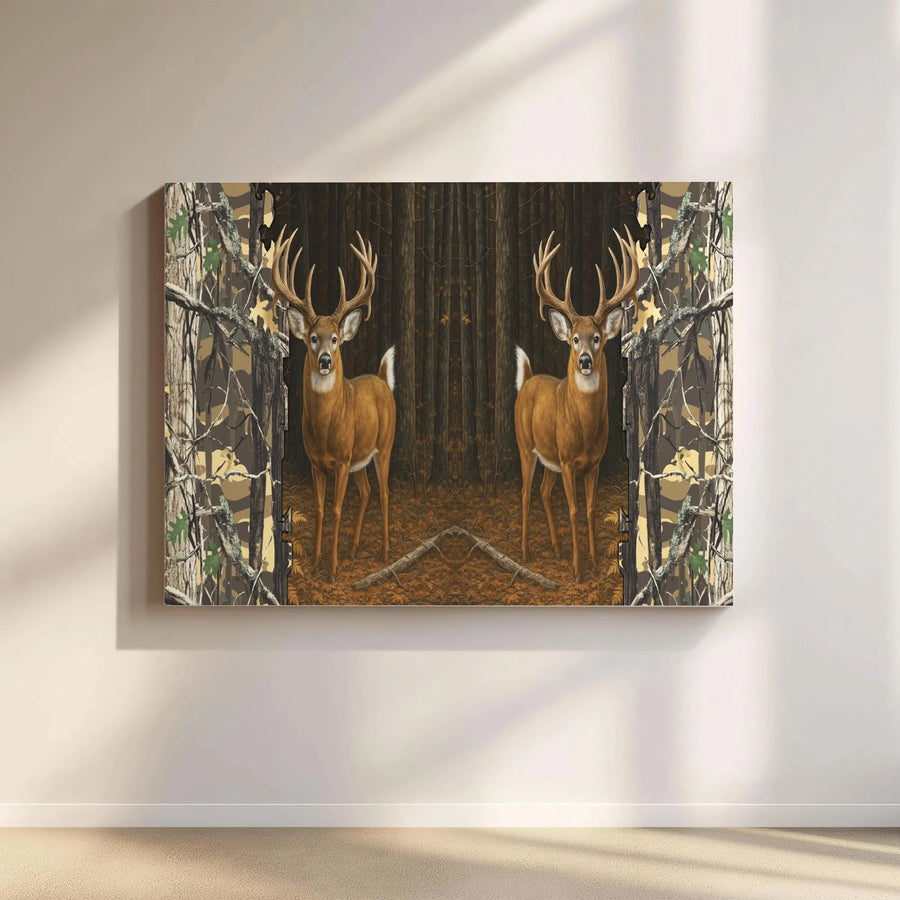 Whitetail Deer Canvas Wall Art | Autumn Forest Nature Print | Premium 1.25-Inch Gallery Wrap | Rustic Lodge & Hunting Cabin Decor Gift
