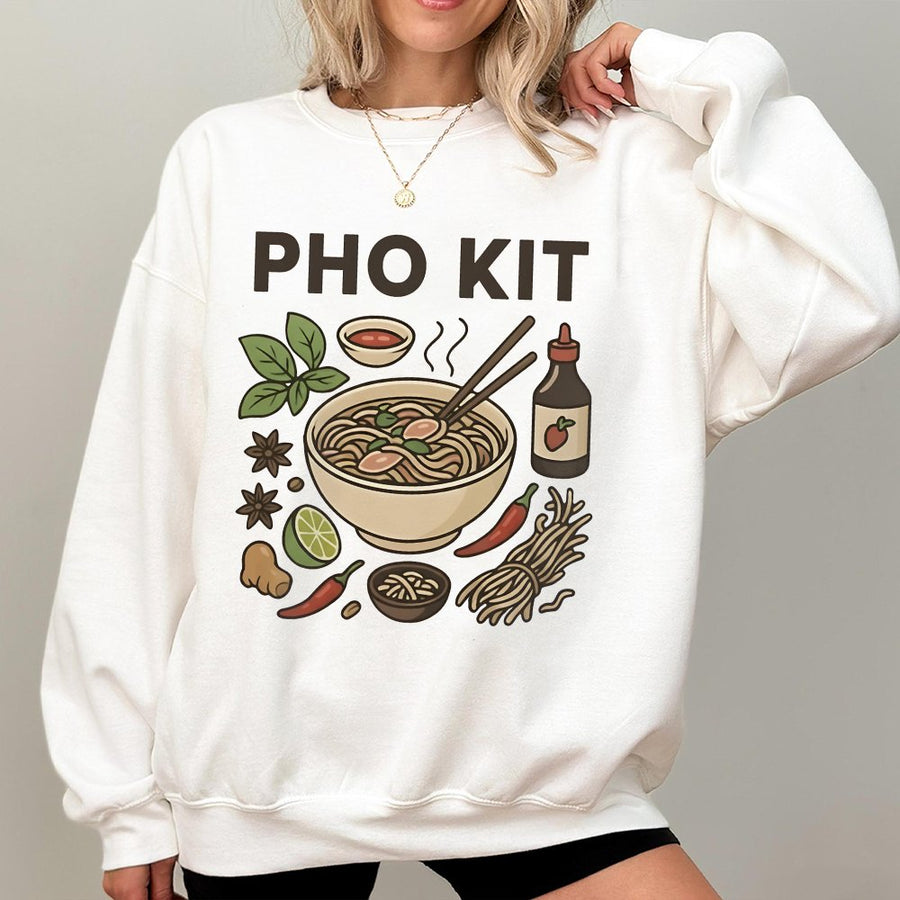 Pho Kit Sweatshirt | Vietnamese Noodle Soup Graphic | Premium Cotton Blend | Foodie Chef Gift for Men and Women