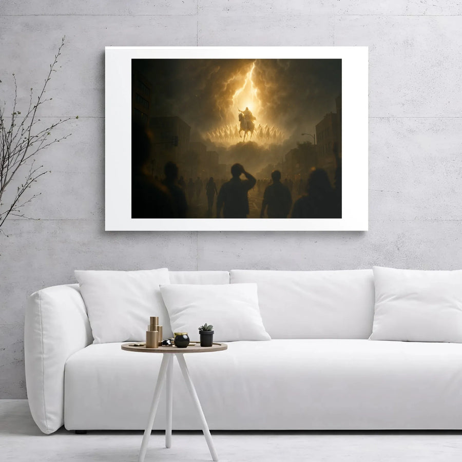 Second Coming of Christ Canvas Art | Dramatic Heavenly Army Biblical Wall Decor | Premium 1.25-Inch Gallery Wrap | Spiritual Gift for Faithful Christians