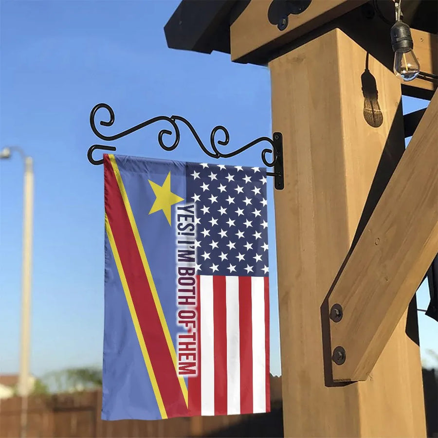 Congolese American Garden Flag | Half USA Half DR Congo Design | Premium Weather-Resistant Polyester | Gift for Dual Citizens Yard Decor