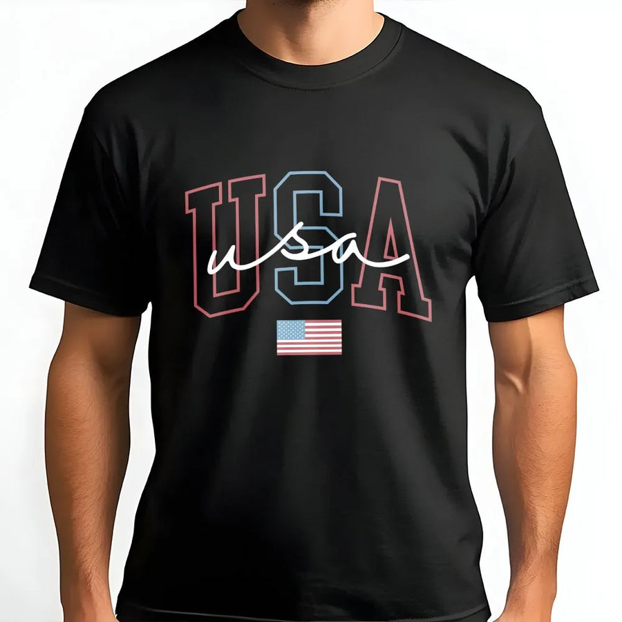 Patriotic USA T-Shirt | Modern American Flag Graphic Tee | Premium Soft Cotton | 4th of July Gift for Women