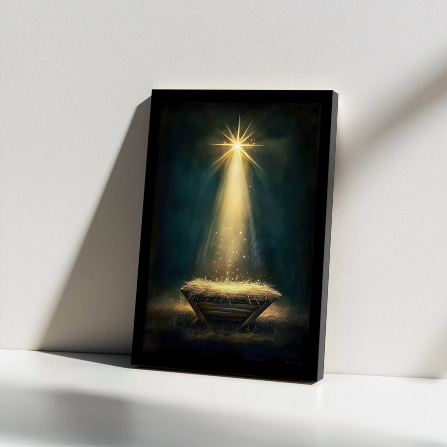 Nativity Scene Canvas Print | Star of Bethlehem Manger Wall Art | Premium Gallery Wrap Decor | Christian Christmas Holiday Gift for Home