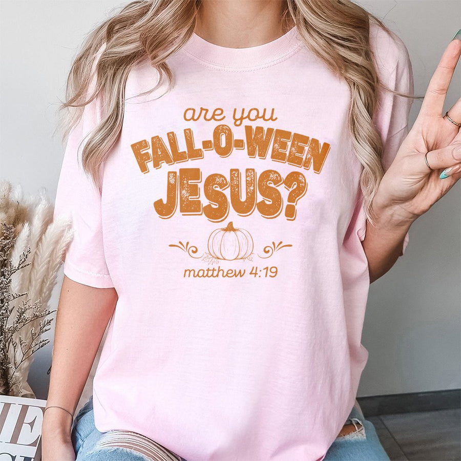 Are You Fall-O-Ween Jesus T-Shirt | Retro Christian Fall Apparel | 100% Soft Cotton Tee | Cute Religious Autumn Gift for Women