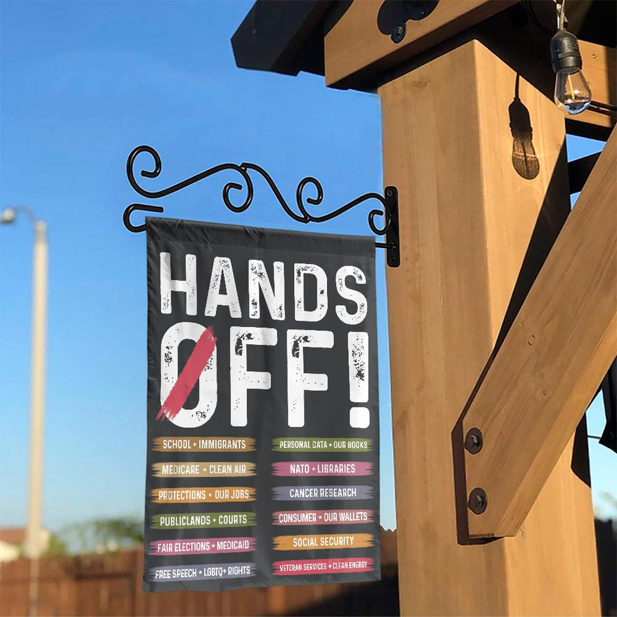 Hands Off Rights Garden Flag | Progressive Protest Yard Banner | Durable Weather-Resistant Polyester | Activist Decor for Social Justice