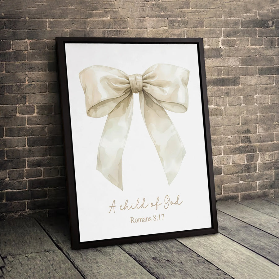 A Child of God Canvas Wall Art | Watercolor Bow Bible Verse | 1.25 Inch Premium Gallery Wrap | Christian Religious Home Decor Gift