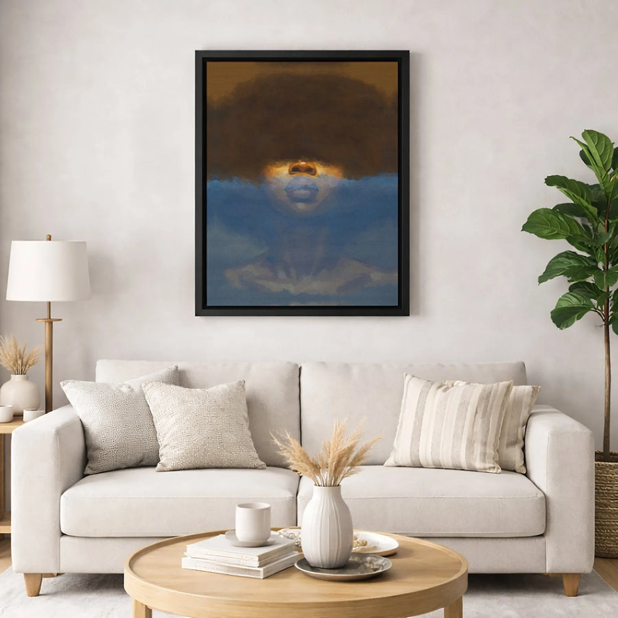 Black Woman Portrait Canvas Art | Abstract Afro Hairstyle Wall Decor | Premium 1.25-Inch Gallery Wrap | Modern Home & Office Gift