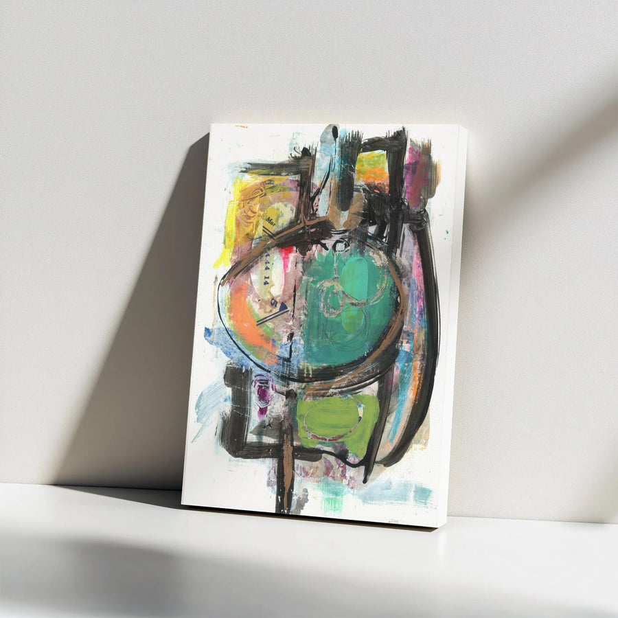 Abstract Expressionist Vertical Canvas | Colorful Mixed Media Wall Art | Premium Gallery Wrapped Print | Modern Home & Office Decor Collector's Gift