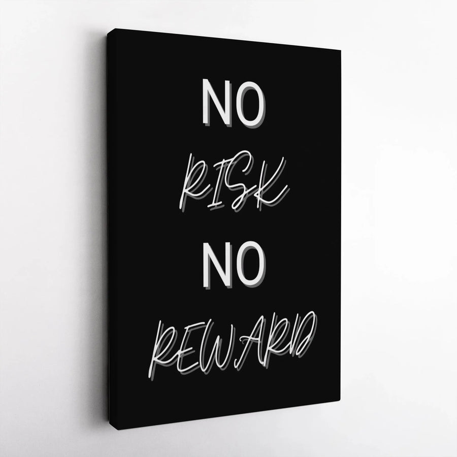 No Risk No Reward Canvas Wall Art | Motivational Typography Print | Premium 1.25-inch Gallery Wrap | Office Decor & Entrepreneur Gift