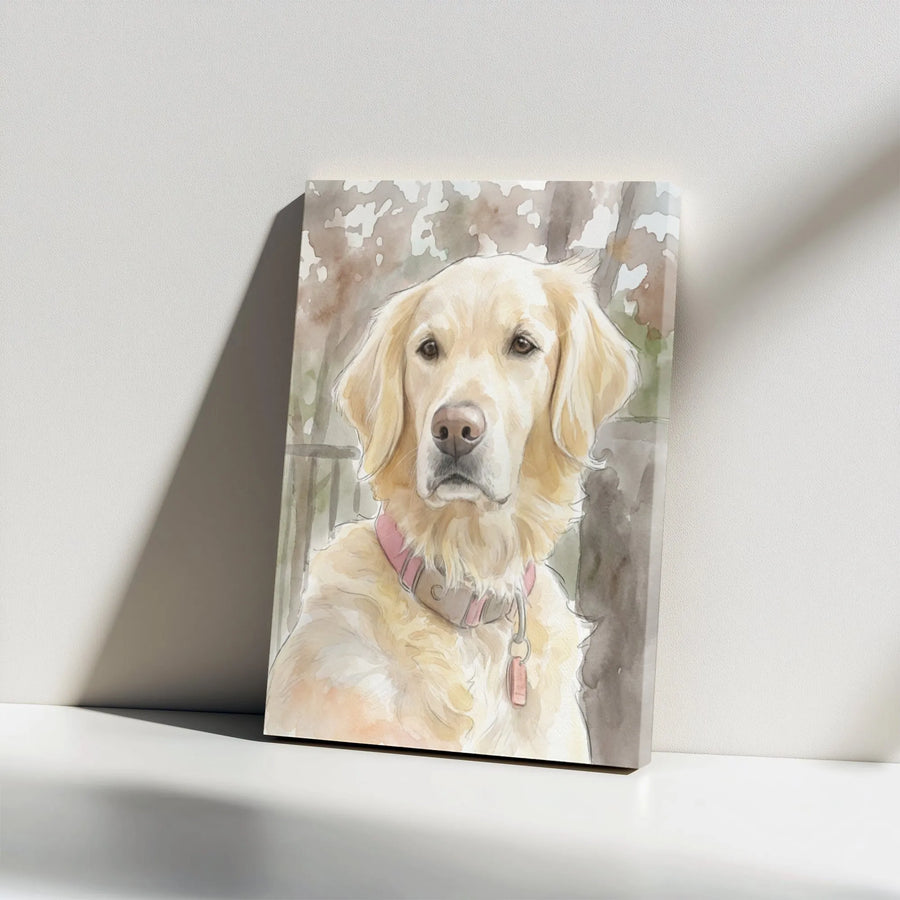 Golden Retriever Canvas Wall Art | Watercolor Dog Portrait Print | Premium 1.25" Gallery Wrap | Pet Lover Gift Decor