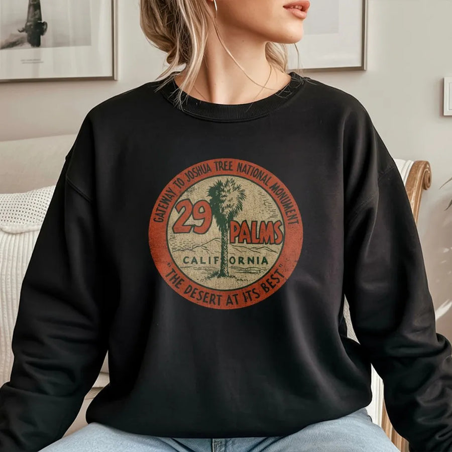 29 Palms California Sweatshirt | Retro Military Base & Joshua Tree Park Graphic | Soft Cotton Souvenir Tee | Gift for Marines & Veterans