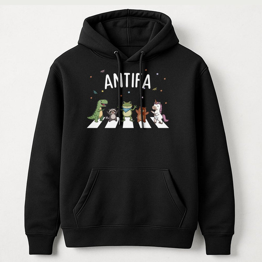 Antifa Hoodie | Cute Cartoon Animals Graphic | Premium Cotton-Poly Blend | Unisex Protest Gift