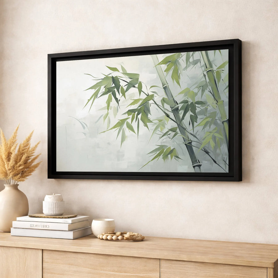 Bamboo Wall Art Canvas | Zen Botanical Nature Print | Gallery-Quality 1.25-Inch Stretched Frame | Minimalist Home Decor Gift