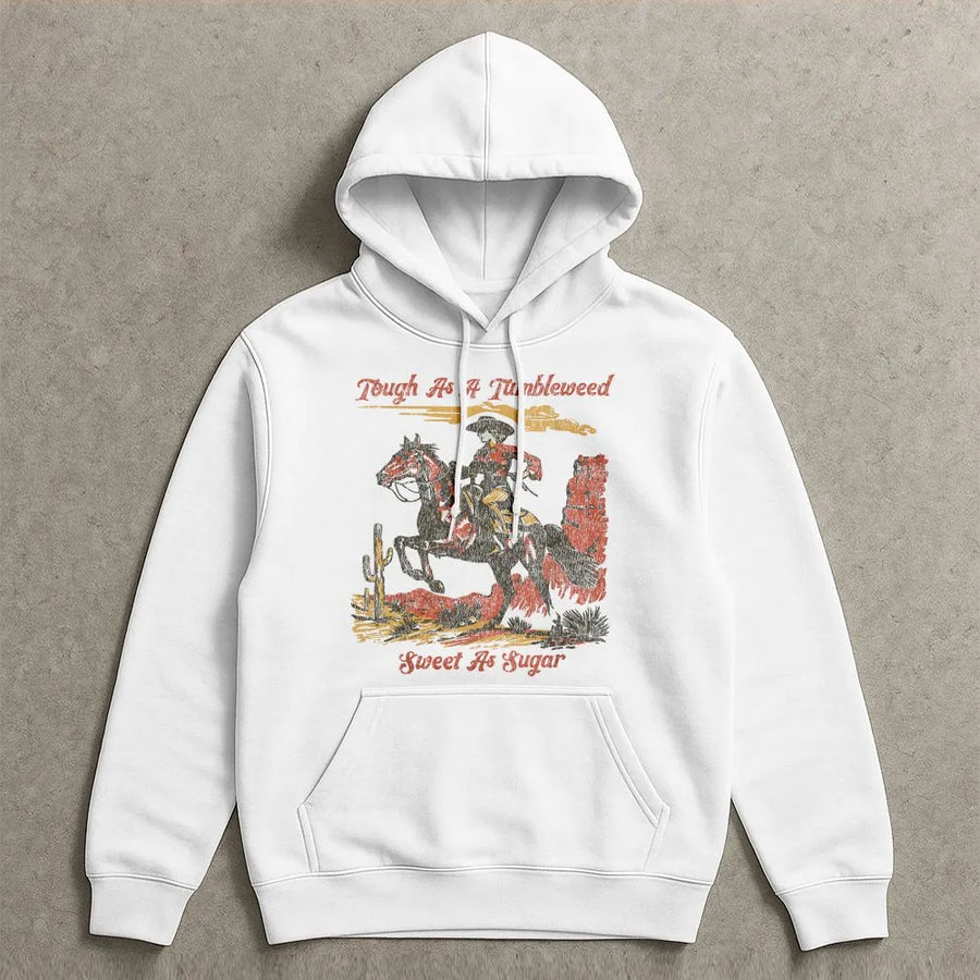 Tough As A Tumbleweed Hoodie | Vintage Western Graphic Tee with Retro Cowboy | Premium Comfort Colors Cotton | Gift for Coastal Cowgirl