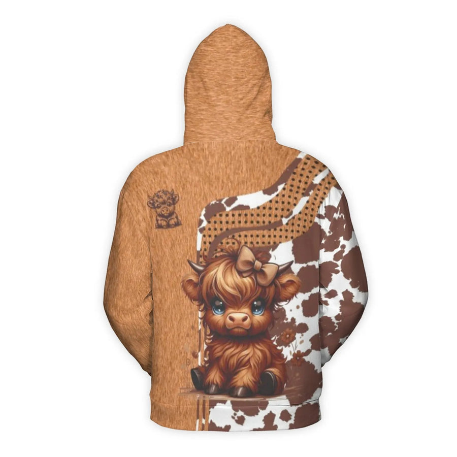 Highland Cow Hoodie | Cute Farm Animal 3D Print | Premium Soft Fleece Lining | Gift For Cow Lovers Unisex Sweatshirt