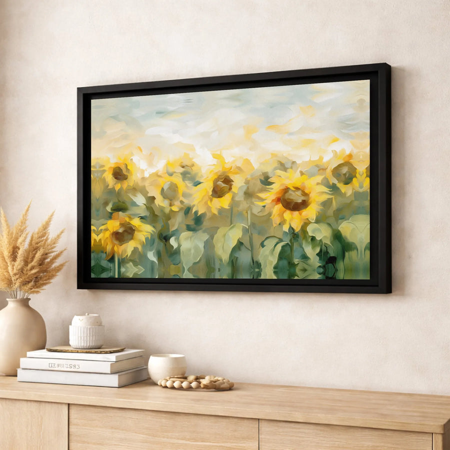 Sunflower Field Wall Art | Abstract Floral Canvas Print | Gallery-Quality 1.25 Inch Wrap | Nature Home Decor Gift for Living Room