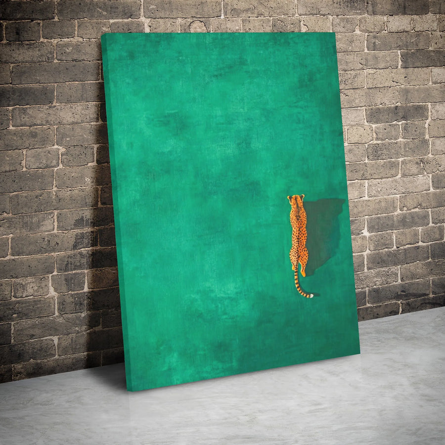 Cheetah Canvas Wall Art | Minimalist Top Down Animal Portrait | Premium Gallery Wrapped Decor | Modern Living Room Gift for Wildlife Lovers