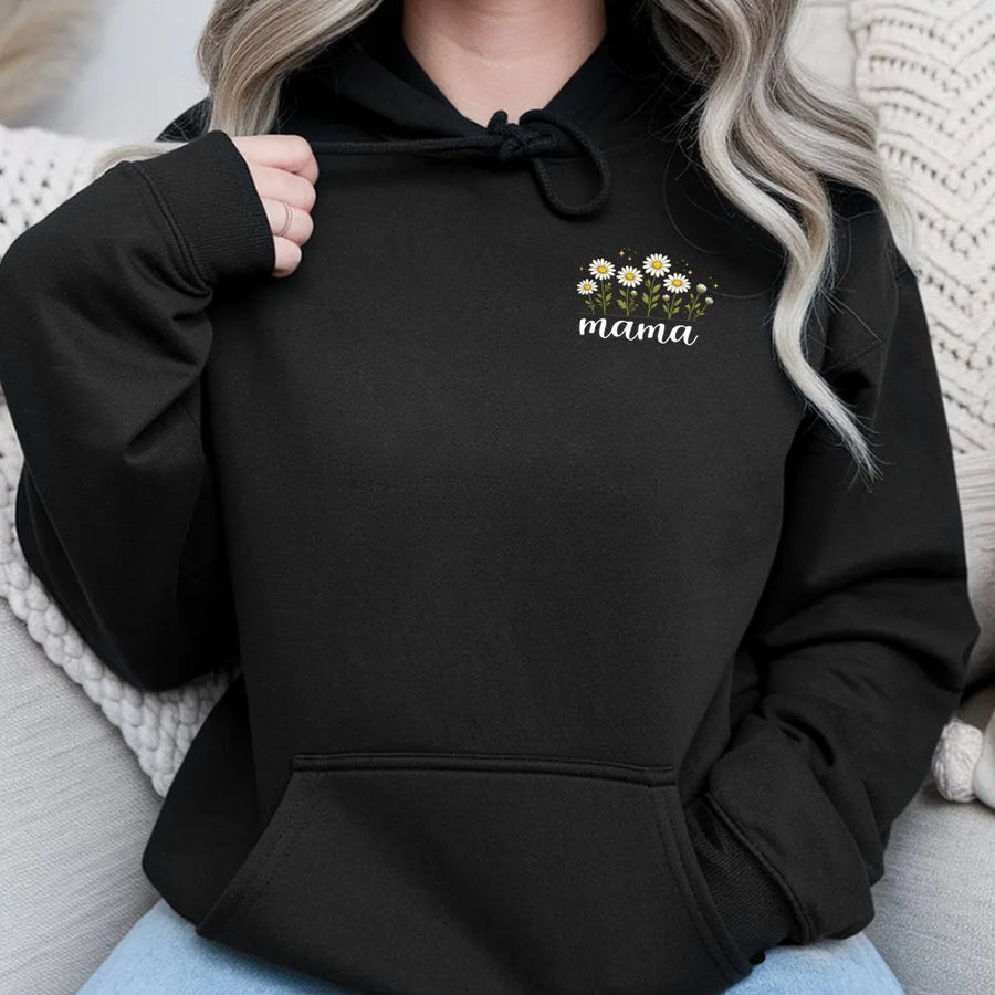 Mama Daisy Hoodie | Minimalist Floral Chest Graphic | Soft Unisex Fit | Mothers Day Gift for New Mom
