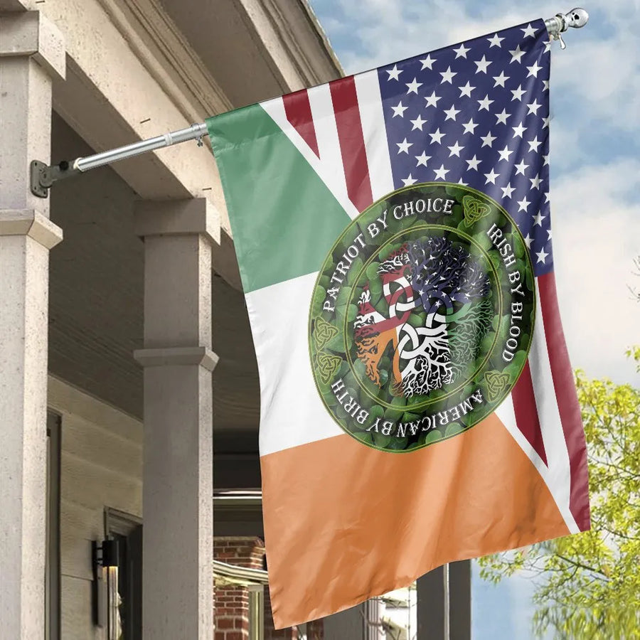 Irish American House Flag | Celtic Tree of Life Design | Double Sided Polyester | Patriotic Gift for Irish Americans